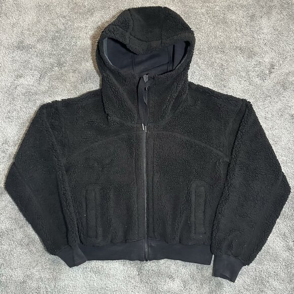 Lululemon Short Sweet & Sherpa Jacket Womens L Large Black Reversible Full Zip - Picture 1 of 14